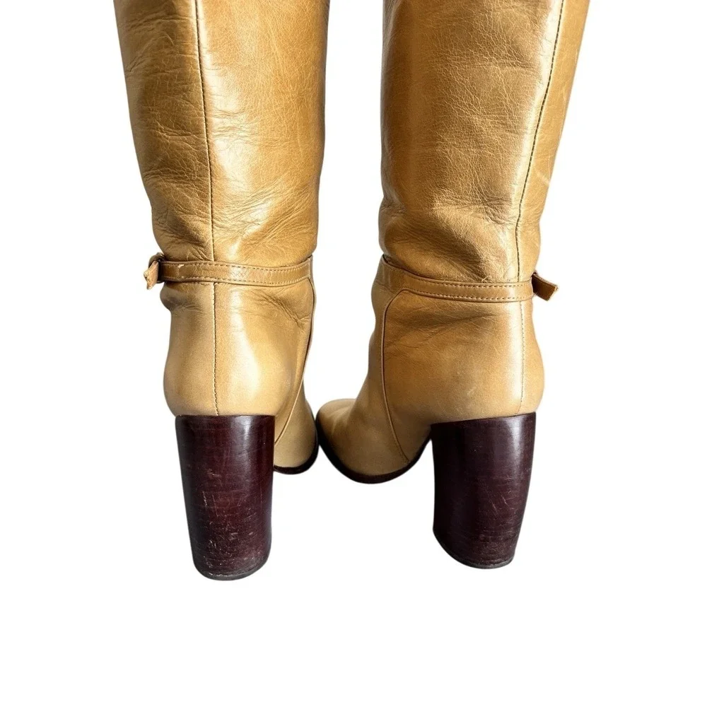 Tory Burch Banana Heel Knee‎ High Riding Leather Boots Butterscotch 6.5